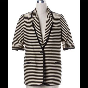 Ivory Navy Striped Short Sleeve Blazer SZ 4